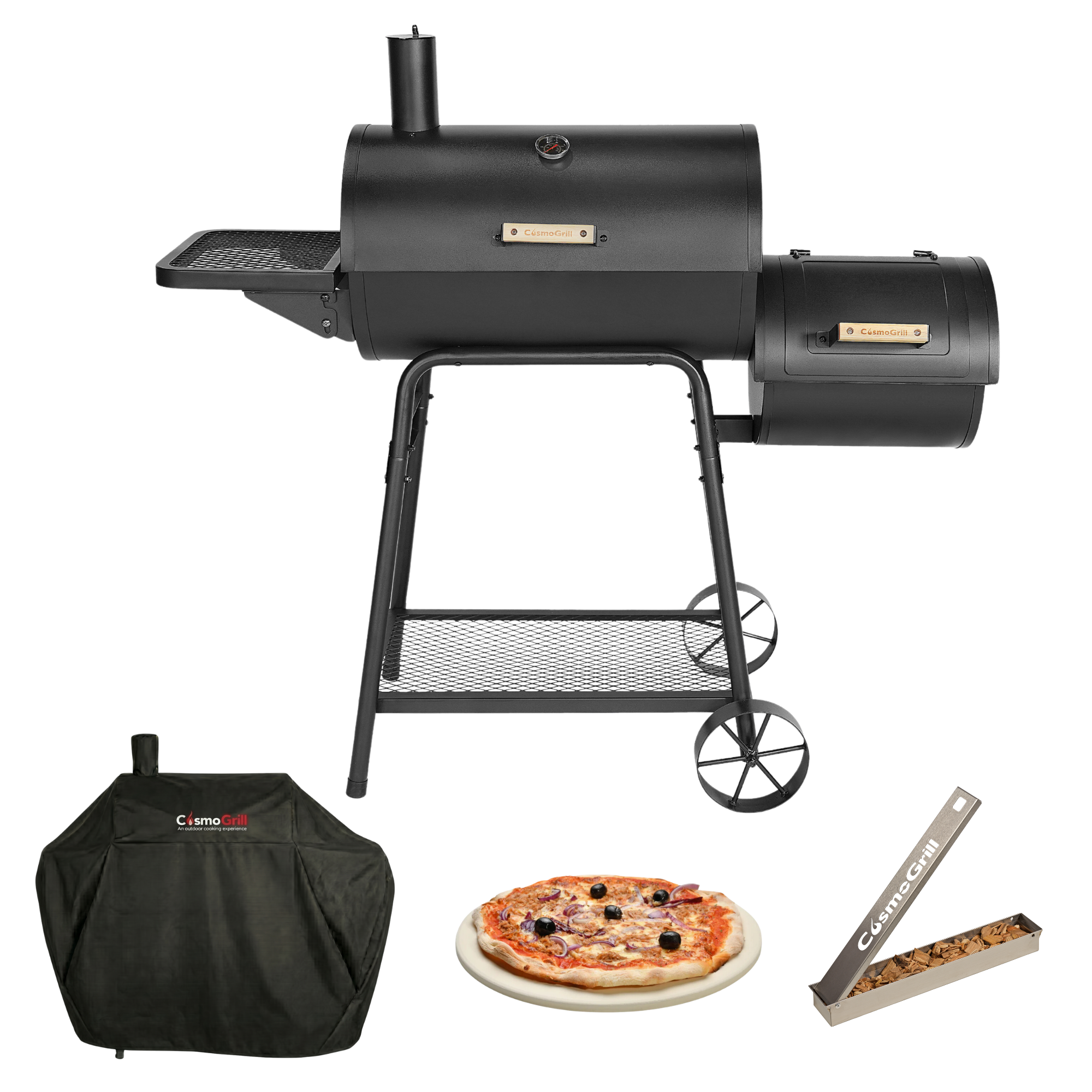 Cinder Offset Smoker Charcoal Barbecue (Exclusive Bundle)