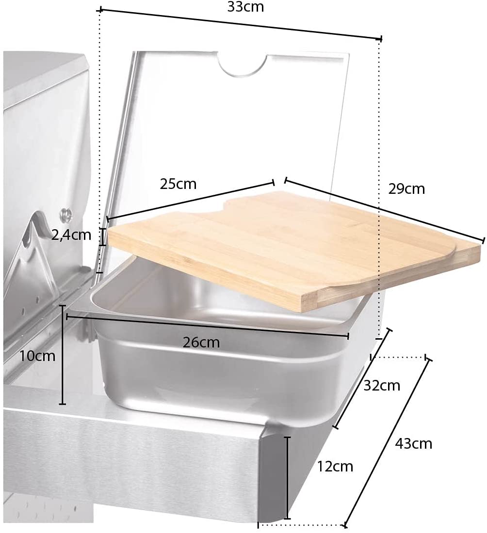 Side Table with Bamboo Cutting Board and Storage - CosmoGrill
