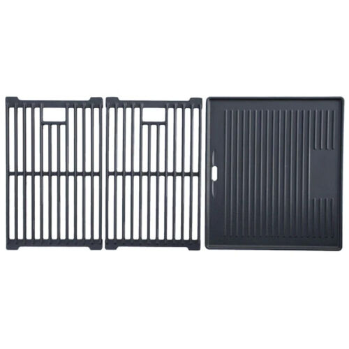 Cast Iron Reversible Griddle and Grill Grate Set for Burner Gas BBQ