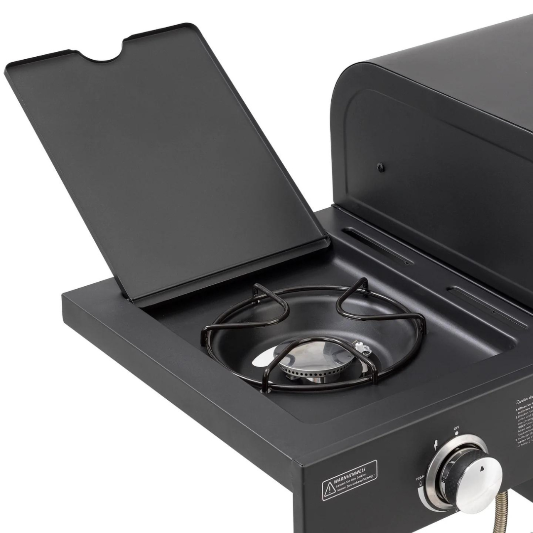Gas side burner image of CosmoGrill DUO Dual Fuel Gas and Charcoal Barbecue