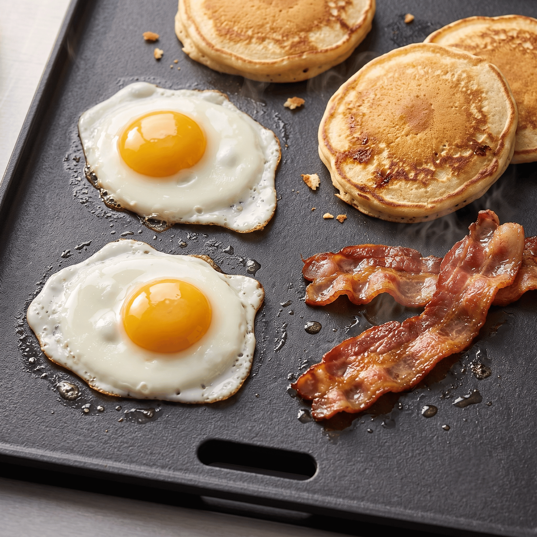 Cast Iron Grill Plate for Pancakes, Bacon & Eggs at Breakfast