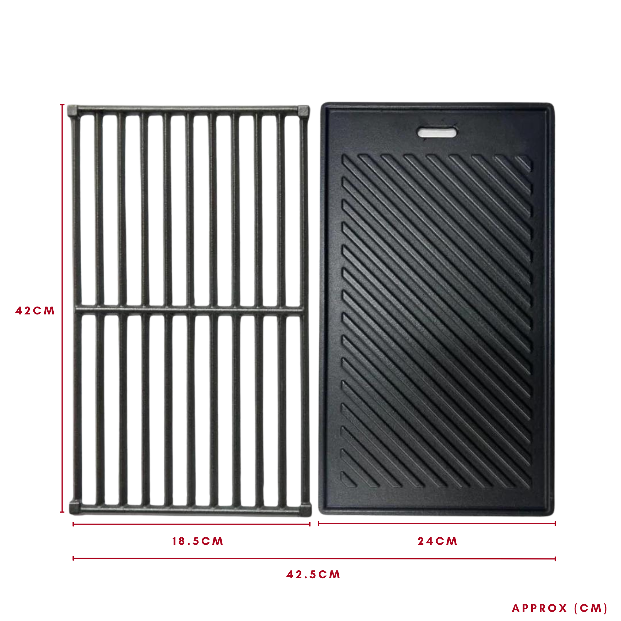 Cast iron grill and grill plate for BBQ