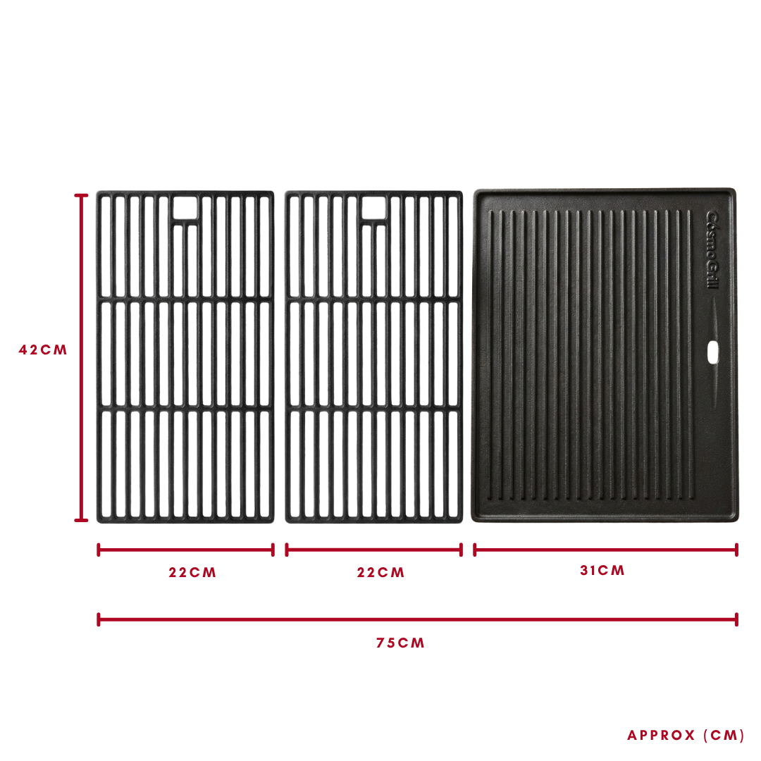 Cast Iron Reversible Griddle and Grill Grate Set for Pro 6+1
