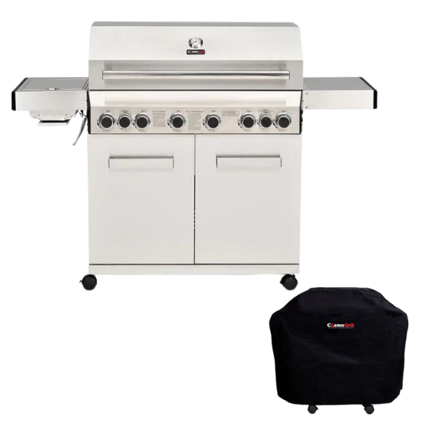 Platinum Stainless Steel 6+2 Gas Barbecue + Cover - CosmoGrill