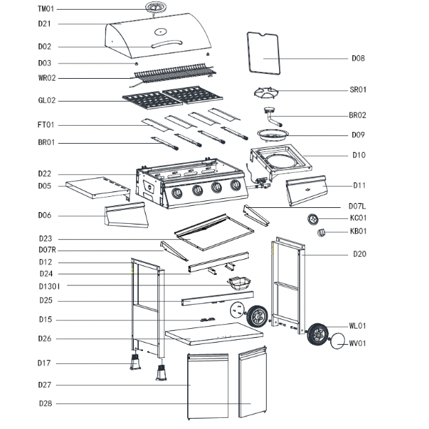 Propane top bbq parts